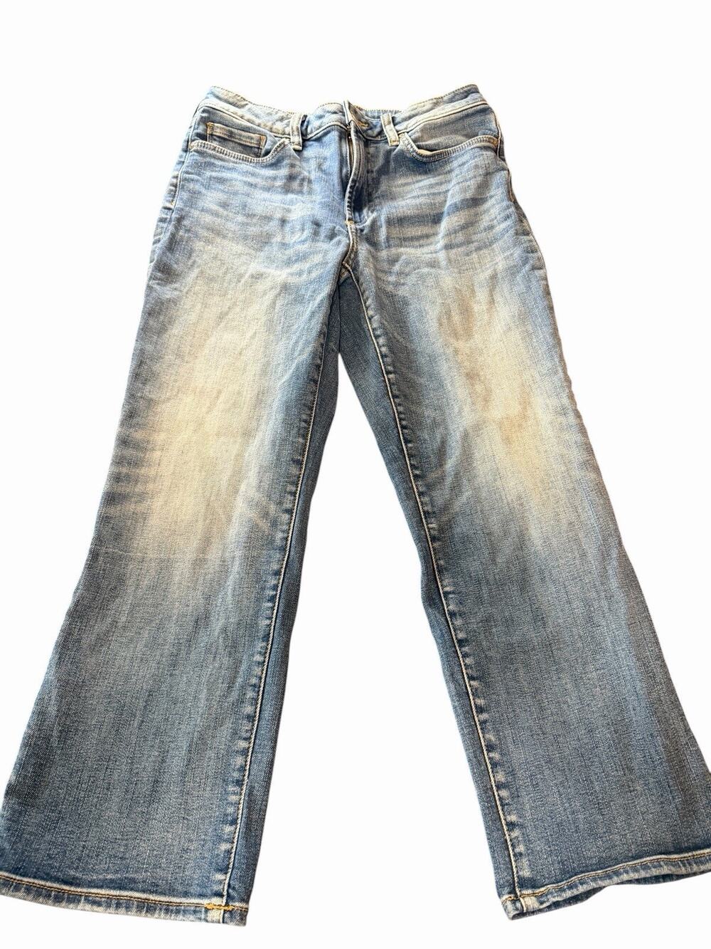 Chicos US Sz 4R High Rise Straight Crop Jeans Blue Denim Button Zip Chicos Sz 0P